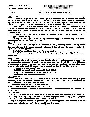 Đề thi học sinh giỏi môn Sinh học Lớp 9 - Đề 1 - Trường THCS Nam Chính