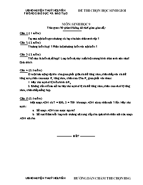 Đề thi học sinh giỏi môn Sinh học Lớp 9 - Phò