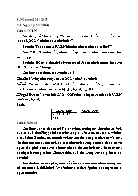 Đề thi học sinh giỏi môn Tin học Lớp 12 - Năm học 2014-2015