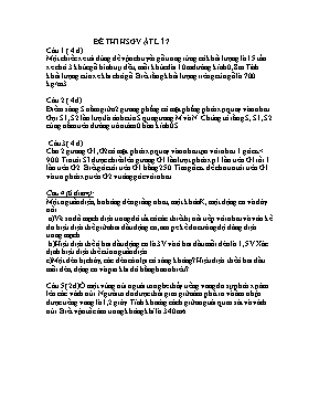 Đề thi học sinh giỏi môn Vật lý Khối 7