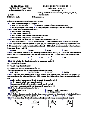 Đề thi học sinh giỏi môn Vật lý Lớp 11 - Năm 