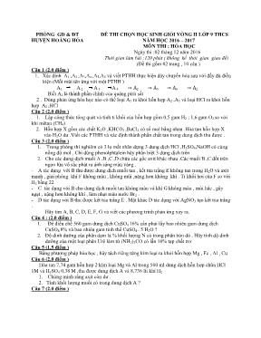 Đề thi học sinh giỏi vòng II môn Hóa học Lớp 