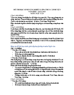 Đề thi học sinh năng khiếu cấp huyện môn Ngữ văn Lớp 6 - Năm học 2012-2013