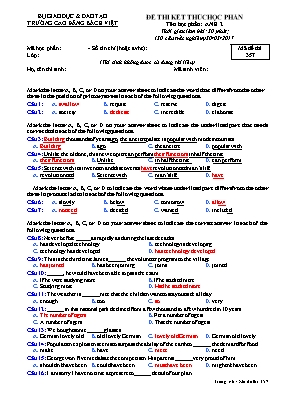 Đề thi kết thúc học phần Anh 2 - Mã đề 357 - 