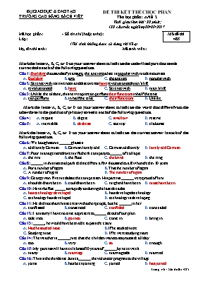 Đề thi kết thúc học phần Anh 2 - Mã đề 485 - 