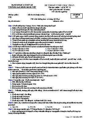 Đề thi kết thúc học phần Lịch sử 12 - Mã đề 2