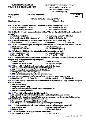 Đề thi kết thúc học phần Lịch sử 12 - Mã đề 485 - Trường Cao đẳng Bách Việt
