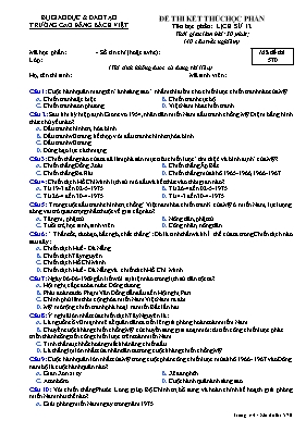 Đề thi kết thúc học phần Lịch sử 12 - Mã đề 570 - Trường Cao đẳng Bách Việt