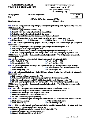 Đề thi kết thúc học phần Lịch sử - Mã đề 133 - Trường Cao đẳng Bách Việt