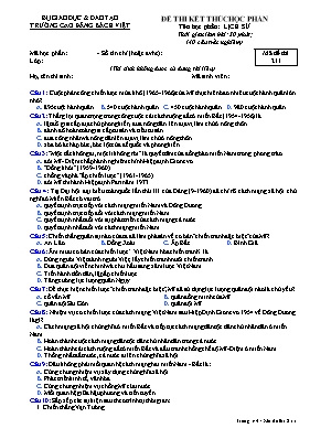 Đề thi kết thúc học phần Lịch sử - Mã đề 211 