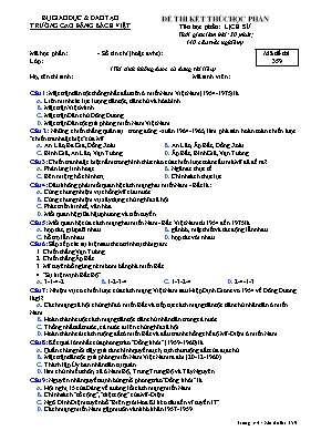 Đề thi kết thúc học phần Lịch sử - Mã đề 359 