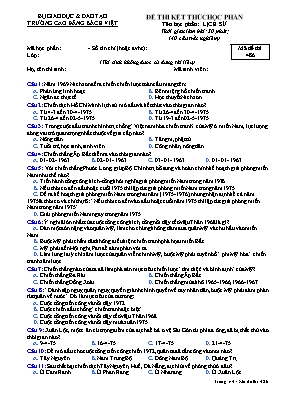 Đề thi kết thúc học phần Lịch sử - Mã đề 486 
