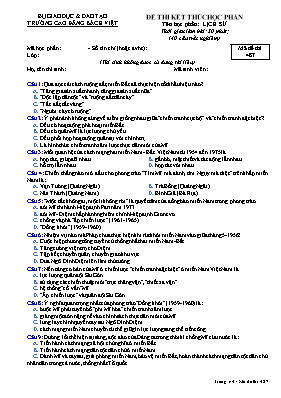 Đề thi kết thúc học phần Lịch sử - Mã đề 487 