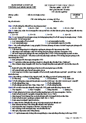 Đề thi kết thúc học phần Lịch sử - Mã đề 571 