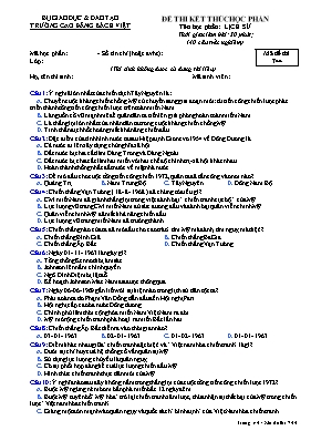 Đề thi kết thúc học phần Lịch sử - Mã đề 744 - Trường Cao đẳng Bách Việt