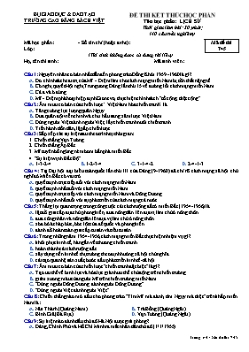 Đề thi kết thúc học phần Lịch sử - Mã đề 745 