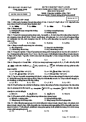 Đề thi khảo sát chất lượng cho học sinh môn Vật lý Lớp 12 THPT, BT THPT - Mã đề 111 - Năm học 2016-2017 - Sở GD & ĐT Ninh Bình