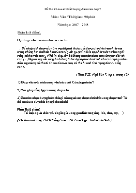 Đề thi khảo sát chất lượng đầu năm môn Ngữ vă