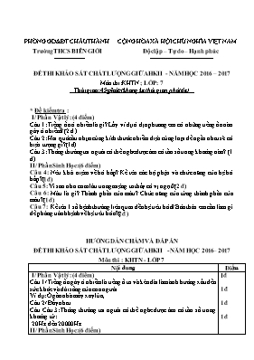 Đề thi khảo sát chất lượng giữa học kỳ II môn Vật lý Lớp 7 - Năm học 2016-2017 - Trường THCS Biên Giới