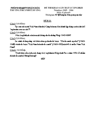Đề thi khảo sát chất lượng học kỳ II môn Lịch