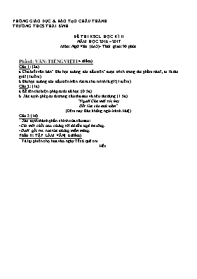 Đề thi khảo sát chất lượng học kỳ II môn Ngữ