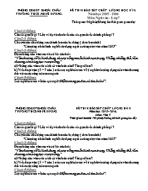 Đề thi khảo sát chất lượng học kỳ II môn Ngữ