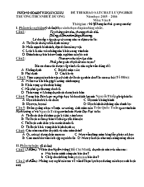 Đề thi khảo sát chất lượng học kỳ II môn Ngữ văn Lớp 8 - Năm học 2015-2016 - Trường THCS Nhuế Dương