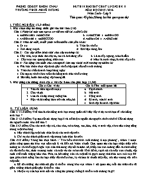 Đề thi khảo sát chất lượng học kỳ II môn Sinh học Lớp 9 - Năm học 2015-2016 - Trường THCS Nhuế Dương (Có đáp án)