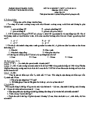 Đề thi khảo sát chất lượng học kỳ II môn Vật 