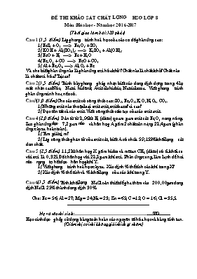 Đề thi khảo sát chất lượng học sinh giỏi môn 