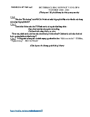 Đề thi khảo sát chất lượng học sinh giỏi môn 