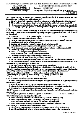 Đề thi khảo sát chất lượng học sinh Lớp 12 môn Sinh học năm 2017 - Mã đề S01 - Sở GD & ĐT Quảng Nam