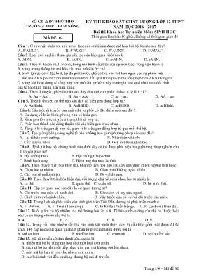 Đề thi khảo sát chất lượng Lớp 12 THPT môn Si