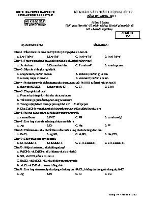 Đề thi khảo sát chất lượng môn Hóa học Lớp 12 - Mã đề 238 - Năm học 2016-2017 - Sở GD & ĐT Hải Phòng