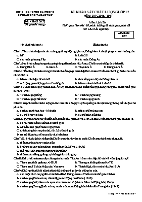 Đề thi khảo sát chất lượng môn Lịch sử Lớp 12