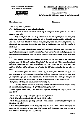 Đề thi khảo sát chất lượng môn Ngữ văn Lớp 12