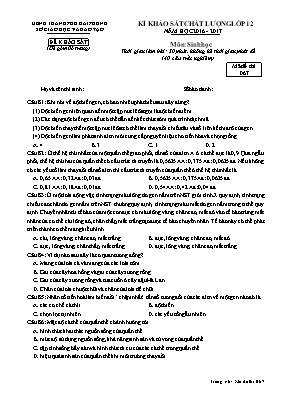 Đề thi khảo sát chất lượng môn Sinh học Lớp 12 - Mã đề 067 - Sở GD & ĐT Hải Phòng