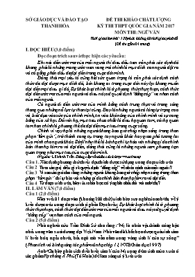 Đề thi khảo sát chất lượng THPT Quốc gia môn