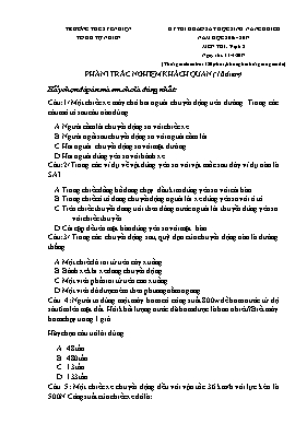 Đề thi khảo sát học sinh năng khiếu môn Vật lý Lớp 8 - Năm học 2016-2017 - Trường THCS Yên Kiện