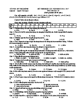 Đề thi khảo sát môn Hóa học Lớp 10 - Năm học 
