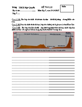 Đề thi lại môn Địa lý Lớp 7 - Năm học 2016-20