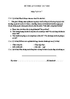 Đề thi lại môn Ngữ văn Lớp 7 - Năm học 2017-2018