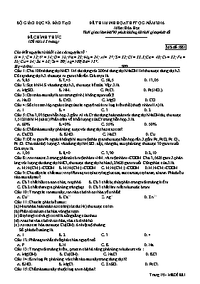 Đề thi minh họa THPT Quốc gia môn Hóa học năm