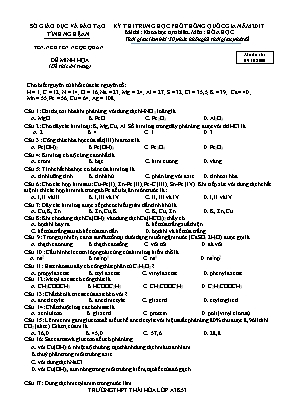 Đề thi minh họa THPT Quốc gia môn Hóa học năm