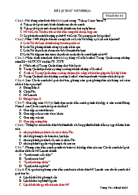 Đề thi minh họa THPT Quốc gia môn Lịch sử - M