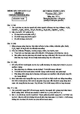Đề thi olympic môn Hóa học Lớp 8 - Năm học 2015-2016 - Trường THCS Bích Hòa