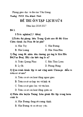 Đề thi ôn tập Lịch sử 6 - Năm học 2016-2017 -