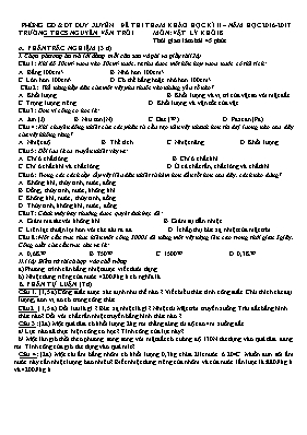 Đề thi tham khảo học kỳ 2 môn Vật lý Lớp 8 - 