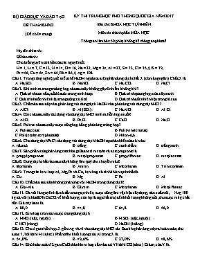Đề thi tham khảo THPT Quốc gia môn Hóa học nă