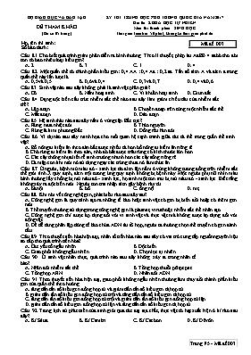 Đề thi tham khảo THPT Quốc gia môn Sinh học năm 2017 - Mã đề 003